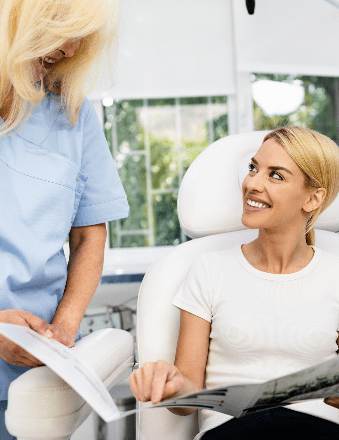 Lady having consultation at med spa. Appointment Setting